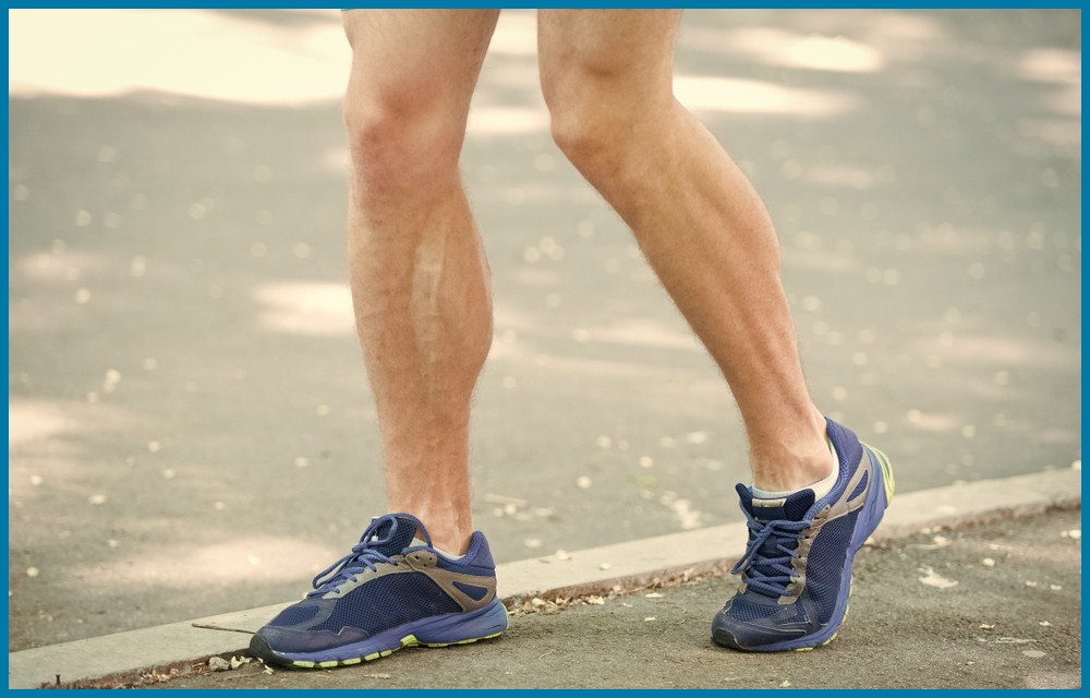 A runner wears shoes that help his varicose veins problem