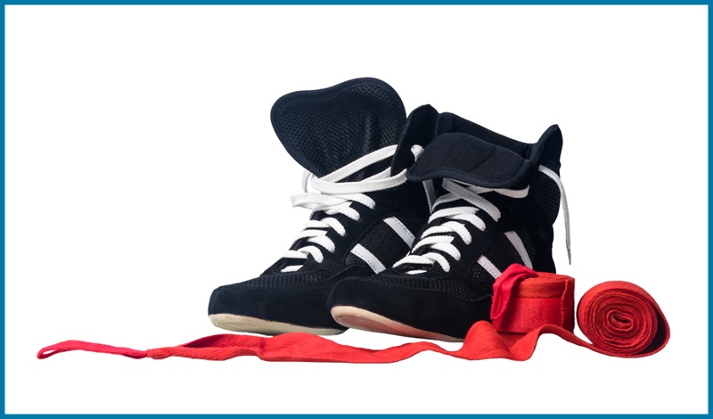 A pair of wrestling shoes